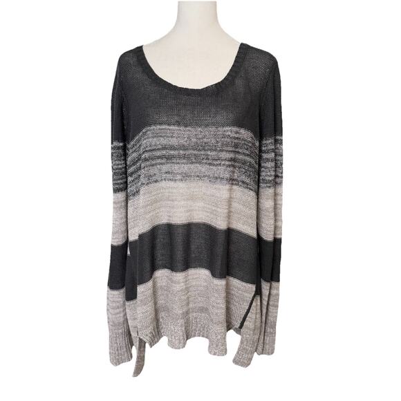 Eileen Fisher Woman Plus Size 2X Knit Sweater Tunic Organic Linen Popover Gray - Picture 1 of 12